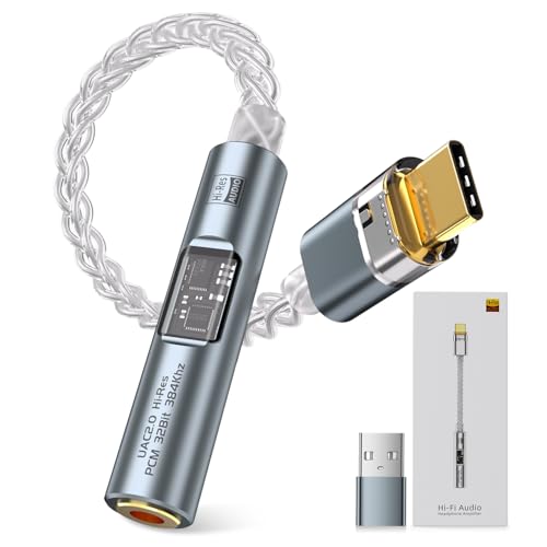 Subynanal USB C to 3.5mm Audio Headphone Adapter DAC Dongle, CX31993 Audio Converter with HiFi Amplifier, Type C to AUX with USB-A Adapter for Android iPhone Mac Windows iPad Switch PS5