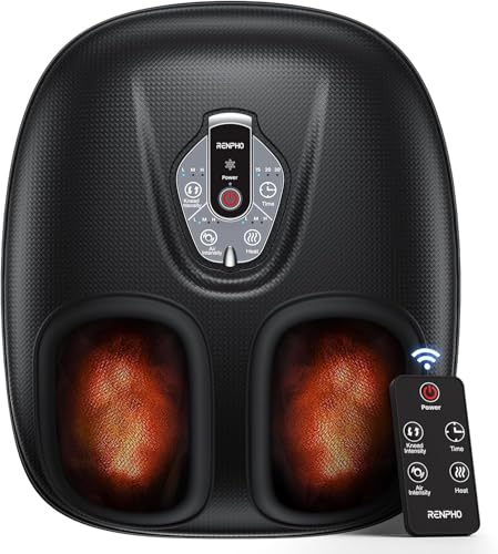 RENPHO Foot Massager Machine with Heat [2025 Upgraded], FSA HSA Eligible, Foot Massager for Plantar Fasciitis, 3 Heat Levels, Birthday Gifts for Women Mom Men Dad, Wireless Control, True Feet Massage