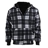 Gary Com Heavy Thick Flannel Plaid Jacket Sherpa Fleece Lined Hoodies for Men Zip Up Winter Warm Sweatshirts Work Jackets Coat With Pocket,Black 5XL