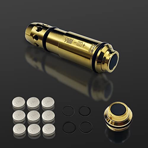 Angeebin Laser Training Cartridge for 9MM Suitable for Dry Fire Training and Boresighting Sight, Red Laser Bullet with Spare Accessories (9mm)