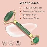 Beauty by Earth Jade Roller for Face - Smoothes Fine Lines & Wrinkles, Face Massager Skin Care Tools with Small Eye Roller for Puffy Eyes, De-Puffing & Firming Facial Tool, Self Care Gifts for Women