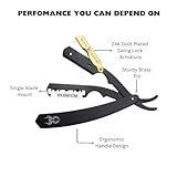 Professional Straight Edge Razor - Compatible with Straight Razor Edge for Barber - By Black Widow (1.5mm) (Gold)