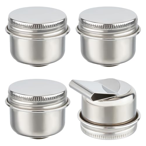 UNICRAFTALE 4 pcs Stainless Steel Oil Painting Cup Palettes Container Cup Metal Dipper Painting Pot Container with Lid and Clip Large Mouth Single Dipper Pallete Cup for Drawing