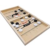 Fast Sling Puck Game Large Size Hockey Melightful Pass Puck Game Board Wooden for Kids Adults Party Family Night Fun Game Traveling Camping Birthday (Super Winner)…