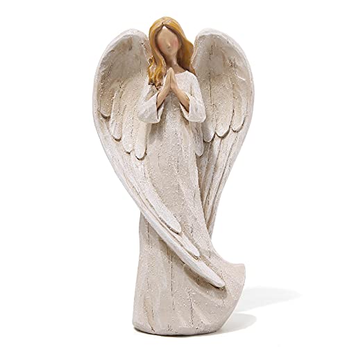 Hodao 8.9inch Resin Praying Angel Sculpture Figurine for Gifts Home Decoration Praying commemorating Angel Statue, exquisitely Carved and Hand-Painted Characters (Praying)