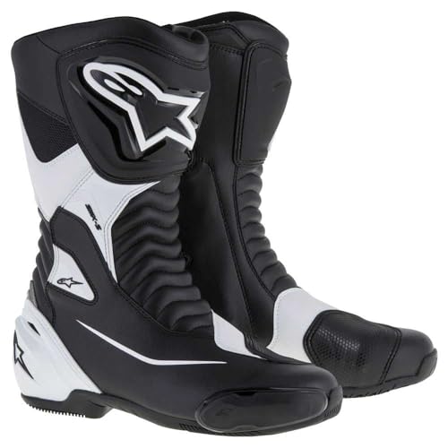 Alpinestars SMX-S Motorcycle Boots, CE-Certified Sport Riding Footwear, Lightweight & Durable Protective Gear, 8, Black/White
