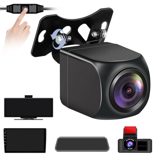 【Backup Camera for Mirror Dash Cam】 Rear View Reverse Mirror Camera 4 Pin for 95% Car Stereo Wireless Carplay 2.5mm AV-in Port,Supports AHD 1080P/720P/NTSC/PAL/CVI/TVI Models for Car,SUV,Truck,12V-24V