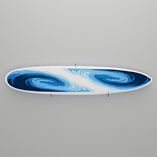 BC Surf & Sport Invisible Clear Surfboard Display Mount - Horizontal Wall Rack - Holds Board Flush with Wall. No Fins