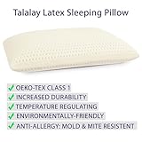 RejuveNite American Talalay Latex Medium Support Bed Pillow for Sleeping with Luxurious 100% Cotton Sateen, 400TC Cover, Standard High Profile – Made in USA