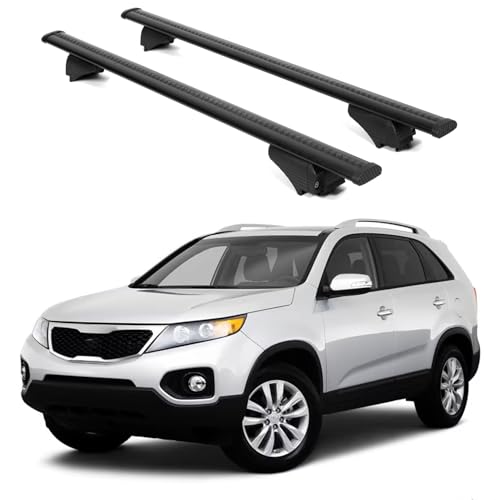 ERKUL Roof Rack Cross Bars for Kia Sorento 2011-2015 | Aluminum Crossbars with Anti Theft Lock for Rooftop | Compatible with Raised Rails - Black