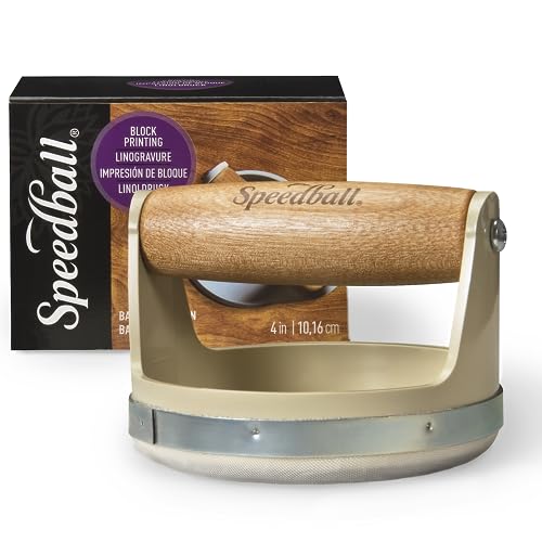 Speedball Block Printing Baren - Comfortable Wooden Handle, Made in the USA - 4 Inches (4139)