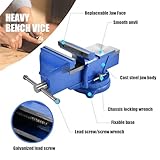 Bench Vise 6 Inch, Cast Steel 360° Swivel Rotating Vice with Anvil, Heavy Duty Table Clamp Woodworking Pipe Locking Pliers Base Desktop Tools for Fixing Equipment Home or Industrial Use