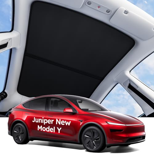 Wigoo 2025 Tesla New Model Y Juniper Accessories Sunshade Roof [Never Sag, Nano Ice-Crystal Coatings] 3-Gen Heat Insulation Glass Roof Sun Shade, Accessories for Tesla Juniper Model Y, Interior Black