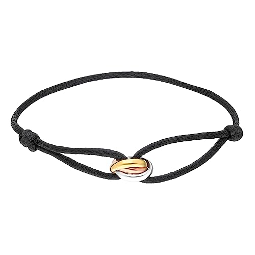 TRINITY BRACELET - 3 TONE (Gold Filled - Sterling Silver) Designer, high-end fashion, UNISEX, Statement Bracelet. Promise Bracelet and Trendy Gift for someone special! (Black)