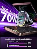 Fast Car Charger FLYLEAD 70W 4 Ports Car Charger【A Must for Family Travel】 Super Fast USB C Car Charger Adapter for iPhone 16/15 Pro Max Plus Samsung Galaxy S24