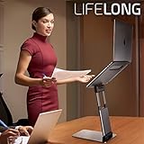 Ergonomic Laptop Stand for Desk, Adjustable Height Up to 20", Laptop Riser Portable Computer, Laptop Stands, Fits All MacBook, Laptops 10 15 17 Inches, Laptop Holder Desk Stand, Gift for Men Women