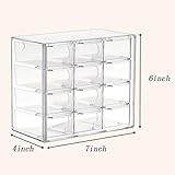 MUQING Daily Contact Lens Case Storage Box, 12 Grids Large Capacity Daily Eye Contact Colored Lenses Organizer Bin, Easy Hang up Clear Plastic Box for All Brand Cosmetic Contact Lens Cases