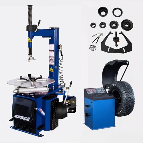 Professional Tire Changer & Wheel Balancer Combo Machine - 2 Horsepower Motor, 110V Power with 2500kgf Bead Breaker & 24" Clamp Capacity (Blue, Suit 1)