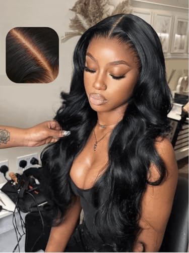 UNICE Glueless Wigs Human Hair Pre Plucked Pre Cut Lace 5x5 Thin HD Lace Closure Wig Body Wave Human Hair Wig Bleached Knots Match All Skin Tones 180% Density 20 Inch