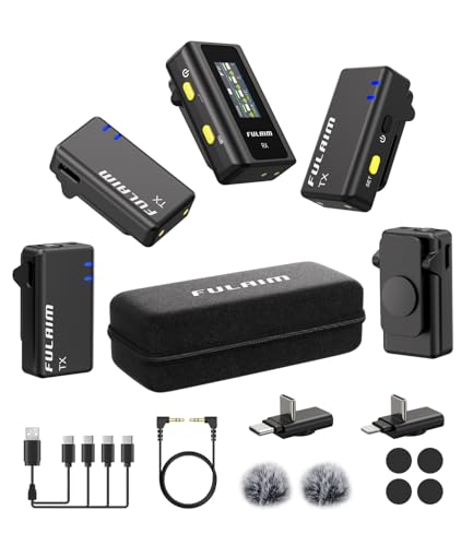 FULAIM X6 Wireless Lavalier Microphones with 4 Transmitter for iPhone, iPad, Android, Camera, Lapel Mic with 48KHz 24Bit, Noise Cancellation for Video Recording, Vlog, YouTube, TikTok