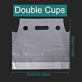 Whaline 1000 Count Handle Drinking Bags 2 Cups Handle Drink Carriers Clear Plastic Packaging Poly Bags for Delivery Take Out Cup Holder Beverage Coffee Juice Mike Tea Stores, 11 x 12.2 Inch