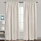 H.VERSAILTEX Light Reducing Curtains Thermal Insulated Window Treatment Panels Room Darkening Privacy Assured Drapes for Living Room Back Tab/Rod Pocket Bedroom Drapes 2 Panels, Ivory - 52 x 84 Inch