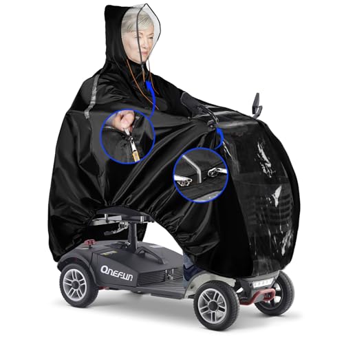 Mobility Scooter Rain Cover, 420D Oxford & EVA Fabric Electric Vehicle Rain Cover, Mobility Scooter Cover Waterproof Outdoor Wheelchair Poncho, Mobility Scooter Poncho Cycling Rain Jacket Suit