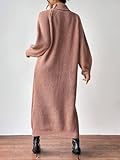 LIGHT DOT Women's Winter Sweater Oversized Long Sleeve Knit Dress Loose Pullover Maxi Bell Sweater Dress (Brown, XS)