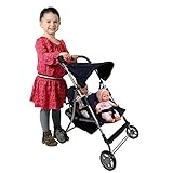 Double Baby Doll Stroller for Twin Dolls | Toy Doll Stroller for Toddlers, 4 Year Old, 5 Year Old Girls, 8 Year Old | 25” Tandem Play Toy Stroller for Baby Dolls, Denim Baby Stroller for Dolls