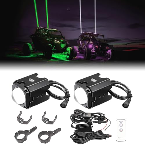 KEMIMOTO Whip Lights for Side by Side w/ 1.5''-2'' Tube Clamp Kit Compatible with Polaris RZR Can-Am Maverick X3 CFmoto Kawasaki, Spot Beam Pod Lights Whipless LED Whip