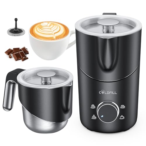 Milk Frother and Steamer - Hot Chocolate Maker, 24 oz 8-IN-1 Split Automatic Hot and Cold Foam Maker for Coffee, Latte, Cappuccino, Macchiato, Hot Chocolate, Dishwasher Safe, Black