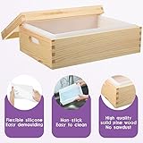 Honeydak Large Soap Molds 74 oz Rectangle Silicone Liner for 9 Bar Mold with Wooden Box and Lid Soap Making Molds for DIY Handmade Soap Making Tools Supplies