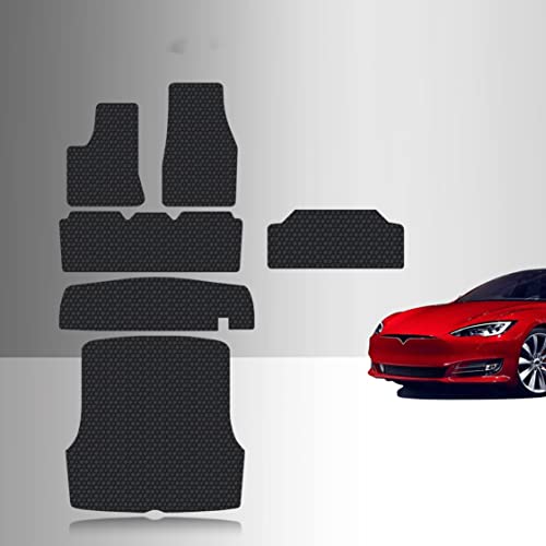 TOUGHPRO Tesla Model S Floor Mats Accessories Set and Frunk &Trunk Mats Accessories Set All Weather Heavy Duty Rubber Mats Accessories Black 2016 2017 2018 2019 2020