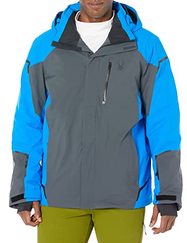 Spyder Men's Copper Insulated Ski Snow Hooded Jacket, Ebony Collegiate, Small