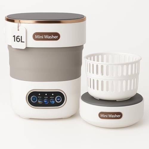 Portable Foldable Washing Machine 16.1L / 4 Gal, Foldable Washing Machine, Easy To Use, Quiet and User Friendly, Great for Dorms Small Apartments and Travelling, 3 Modes