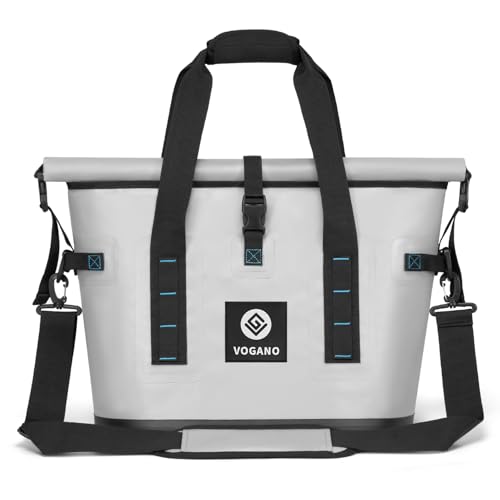 Vogano 40 Can Soft Cooler Bag - Insulated Leak-Proof Large Cooler Bag with Roll-Top Waterproof Seal | Portable Ice Chest for Camping, Beach, Travel, Picnics | 24HR Cold Retention (Gray)