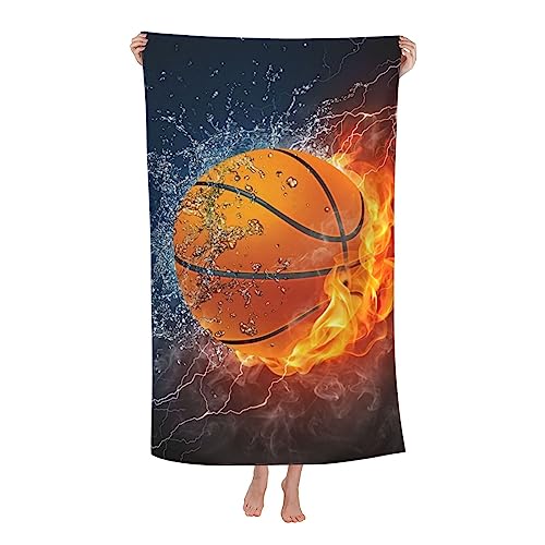 VOOHDDY Basketball Ball Cool Beach Towel Large Soft Absorbent Microfiber Quick Dry Oversized Bath Towels for Bathroom Men Boys Pool Camping Travel Swimming Picnic Sports