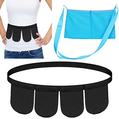 Tondiamo Adjustable Mastectomy Drain Holder Drain Pouch with Shower Bag Drainage Pouch Breast Shirts Two Pockets Mastectomy Tummy Tuck Recovery Supplies(Two and Four Pockets,Black, Blue)