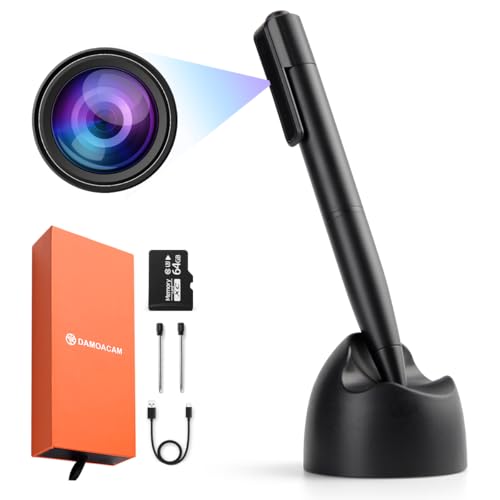 DAMOACAM QHD 1440P 2K Hidden Camera Pen Up to 256GB Spy Camera Pen Nanny Cam Mini Video Recorder Body Cam No Red Light Made in Korea