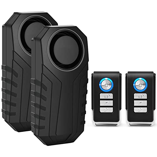 USUPERINK Bike Alarms for Ebikes, 2Pcs Wireless Bike Alarm with Remote, Anti-Theft Bicycle Motorcycle Alarm Wireless Security Vibration Motion Sensor Alarms, IP65 Waterproof Super Loud 113dB