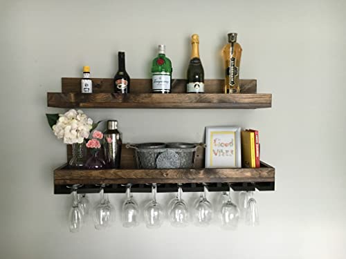 Wall Mounted Wood Wine Rack Shelves (2 piece set) (30 inches)