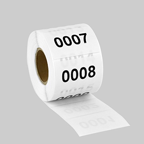 500 Consecutive Number Labels (0001 to 0500) 1.5 x 1 inch, Large Number Square White/Black Consecutive Number Labels for Inventory/Tracking