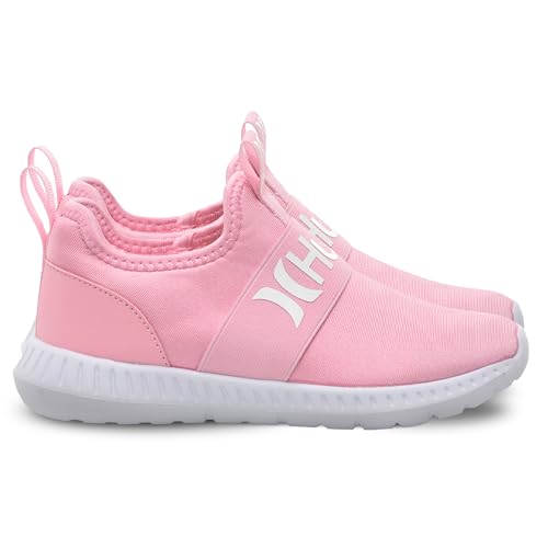 Hurley Camby Kids Slip On Canvas Sneakers – Low Cut Skateboarding Shoes for Kids, Running, Walking, Breathable Sports Shoes for Boys and Girls, Pink