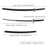 Handmade Katana,Anime Tanjiro Kagura Sword,40.5-Inchs Carbon Steel Samurai Sword