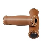 SOLODRIVE Bike Handlebar Grips, Vinyl Leather Grips, Hand-Stitched for Beach Cruiser Bike, Fits Most 22.2mm (7/8") Bicycle Handlebar (Brown)