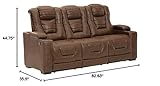 Signature Design by Ashley Owner's Box Faux Leather Power Reclining Sofa with Adjustable Headrest, Brown