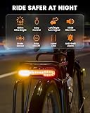 RAVEMEN NT101 Bike Tail Light with Turn Signals 160lm Rear Bicycle Light with Bike Horn Alarm for Seatposts/Cargo Rack, Auto ON/Off Bike Brake Light Ground Warning Lights for Night Riding Safety