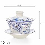 Cididu Set of 3 Chinese Tea Cups with Lid and Saucer, 10oz Large Porcelain Gaiwan Tea Mug Set, Handmade Tea Bowl, Traditional Chinese Ceramic Teaware Tea Brewing System for Home Office Kitchen