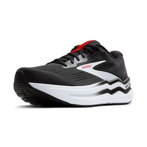 Brooks Men’s Ghost Max 2 Neutral Running & Walking Shoe - Black/White/Fiery Red - 12 Medium