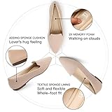 MUSSHOE Flat Shoes Women Pointed Toe Comfortable Slip on Women's Flats, Nude Suede 8